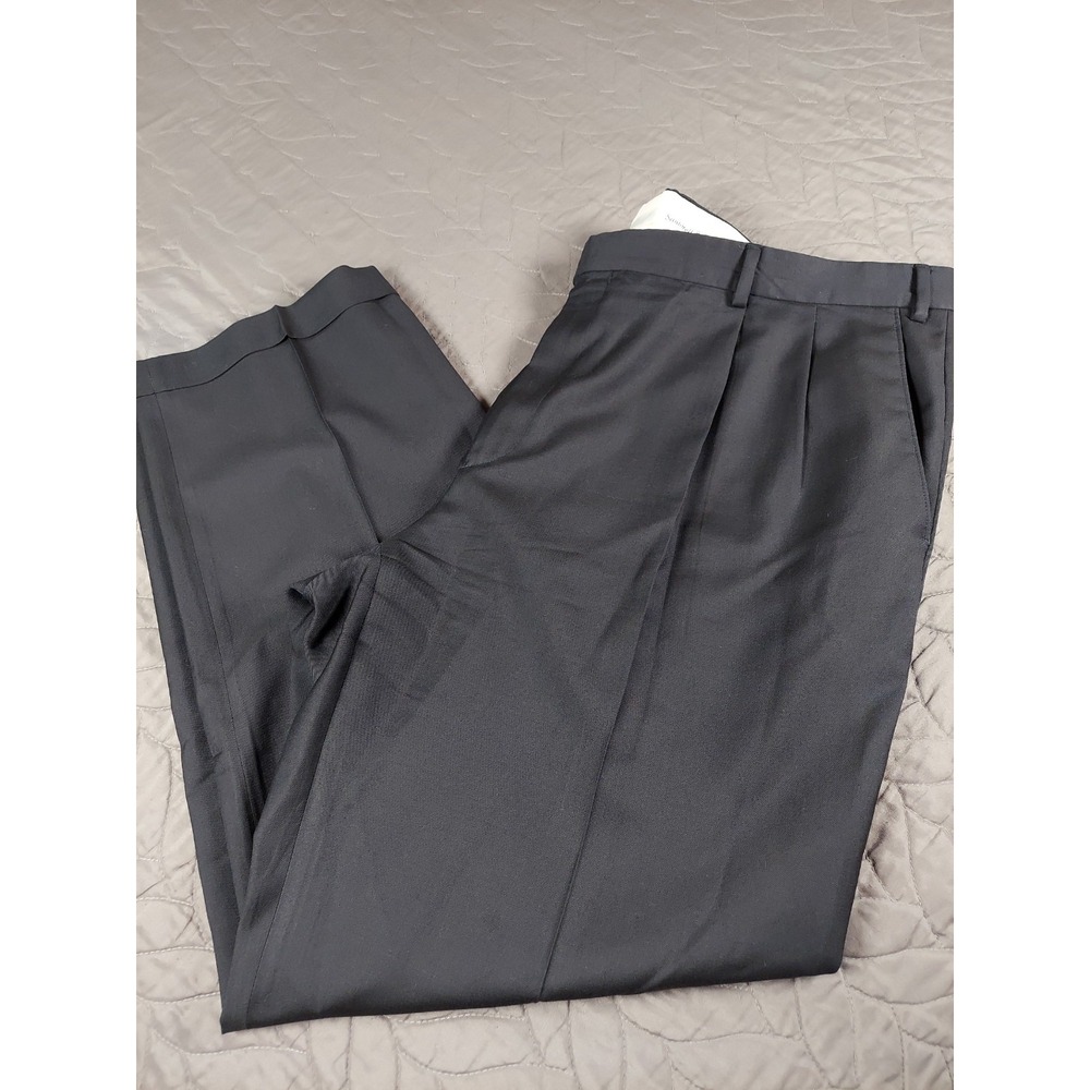 Santorelli Dress Pants Mens 44 Navy Luxury Serge Como Virgin Wool Italy Pleated